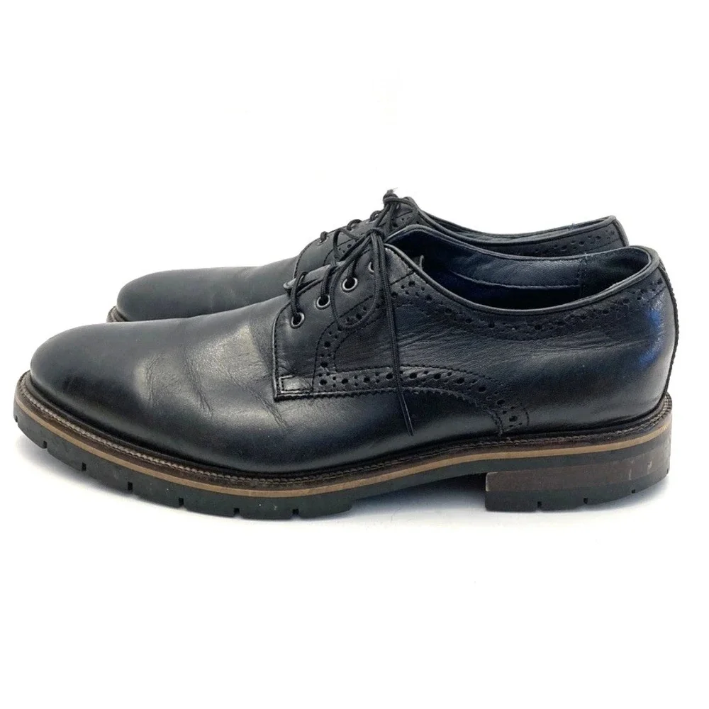 Johnston & Murphy XC Flex Black Sheepskin Leather Lace Up Oxfords Mens 9M